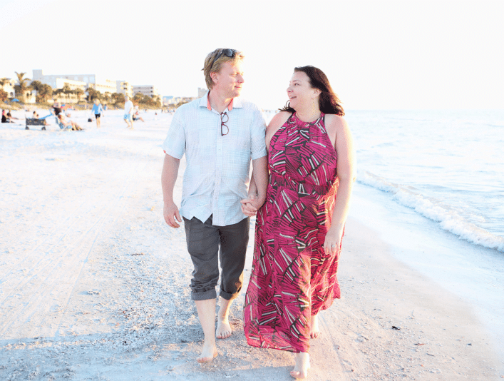 Debbie Cherry with her husband at the beach