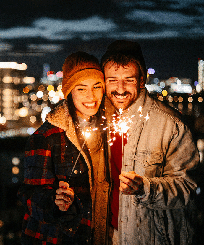 couple enjoying fireworks