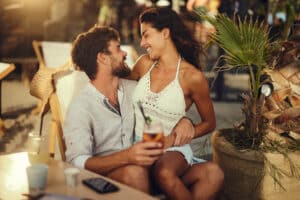 couple embracing in warm clothing