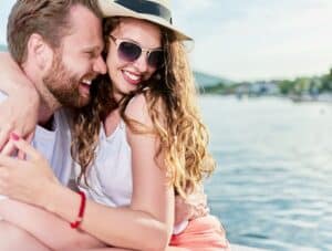 Happy couple beach view background, couples therapy San Diego, CA, relationship goals, marriage counseling, ocean sunset