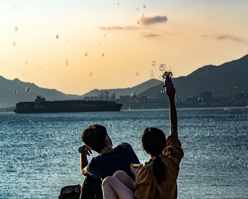 A tropical beach scene with white sand