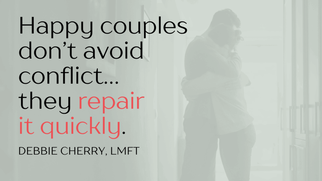 a hug after repairing couples conflict in relationship therapy